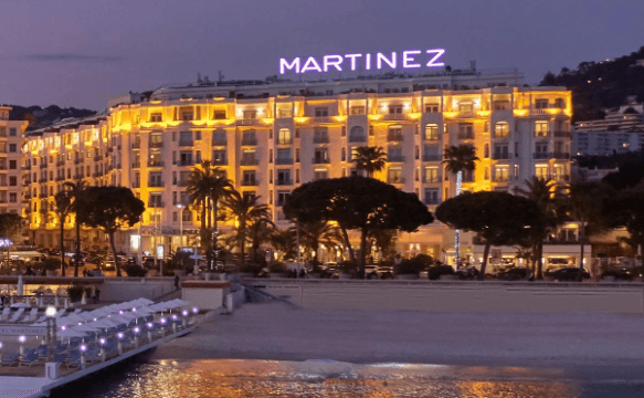 An hotel seen from the sea